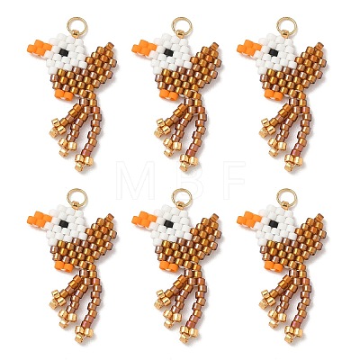 Glass Seed Beaded Bird Pendants PALLOY-MZ00920-03-1