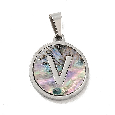 304 Stainless Steel with Paua Shell Pendants STAS-G268-02V-P-1