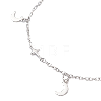 304 Stainless Steel Cross Link Chain Anklets AJEW-AN00739-02-1
