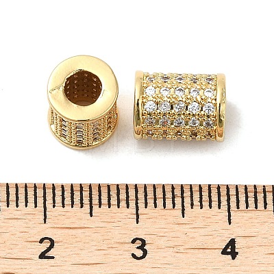 Rack Plating Brass Cubic Zirconia Beads KK-K349-07G-02-1