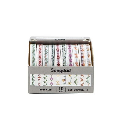 10 Rolls Retro Decorative Paper Tapes STIC-Q009-04K-1