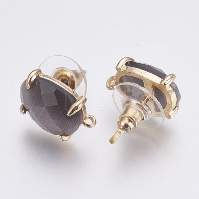 Faceted Glass Stud Earring Findings GLAA-F084-A05-1