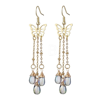 Golden 304 Stainless Steel Butterfly Chandelier Earrings EJEW-JE05731-1