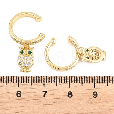 Owl Brass Micro Pave Cubic Zirconia Cuff Earrings EJEW-Z164-01G-1