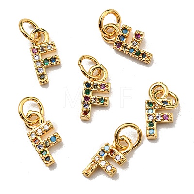 Brass Micro Pave Colorful Cubic Zirconia Charms ZIRC-F092-01-F-1