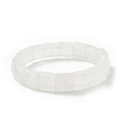 Square Natural Quartz Crystal Beads Stretch Bracelets for Women Men BJEW-C097-06W-1