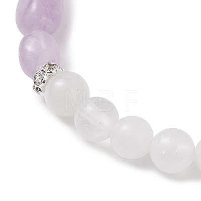 Round & Nuggets Natural White Jade & Lavender Amethyst Beaded Bracelets for Women BJEW-JB13146-1