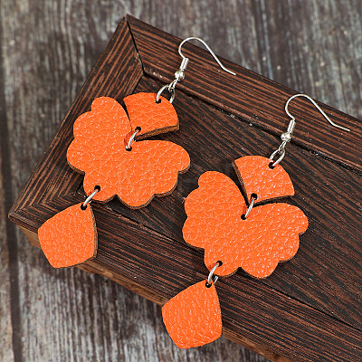 Zinc Alloy & Imitation Leather Dangle Earrings WGC987C-01-1