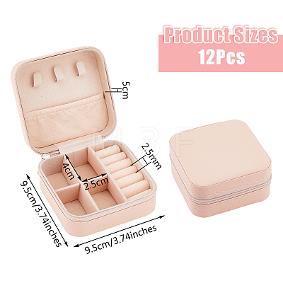 Square PVC with lint Jewelry Storage Zipper Box CON-WH0099-03A-1