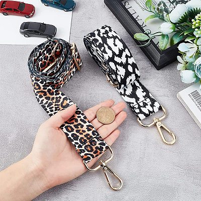 WADORN 2Pcs 2 Color Polyester Adjustable Leopard Pattern Bag Strap FIND-WR0002-22-1