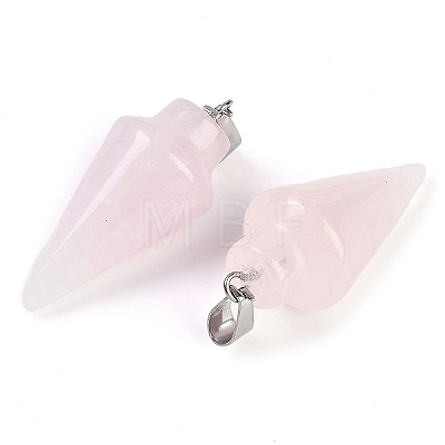 Natural Rose Quartz Gemstone Pointed Pendants G-K384-01P-02-1