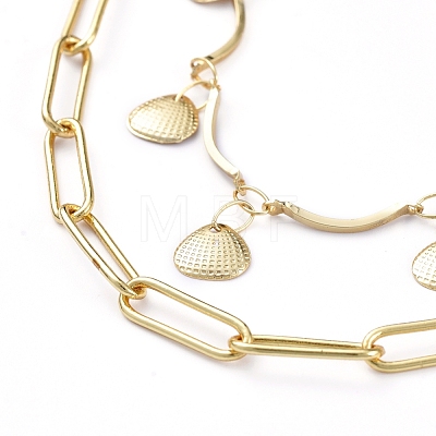 Brass Chain Tiered Necklaces NJEW-JN02829-1