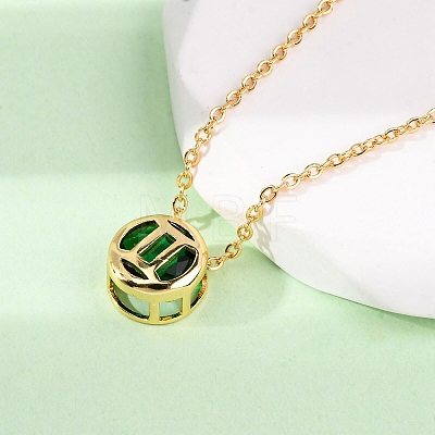 Brass Pave Cubic Zirconia Birth Stone Constellation Pendant Cable Chain Necklaces NJEW-D334-01G-11-1