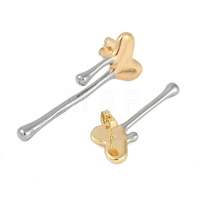 Heart Rack Plating Brass Stud Earrings EJEW-S235-01GP-1