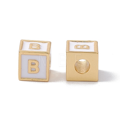 Rack Plating Brass Enamel Beads KK-B060-04G-04B-1