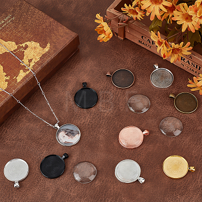 30Pcs 10 Colors Alloy Pendant Cabochon Settings FIND-PH0025-81-1