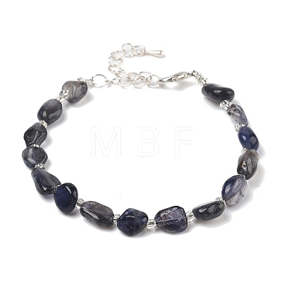 Natural Iolite Beads Bracelets for Women BJEW-H623-02S-18-1