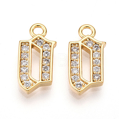 Brass Micro Pave Cubic Zirconia Charms KK-N261-104B-G-1