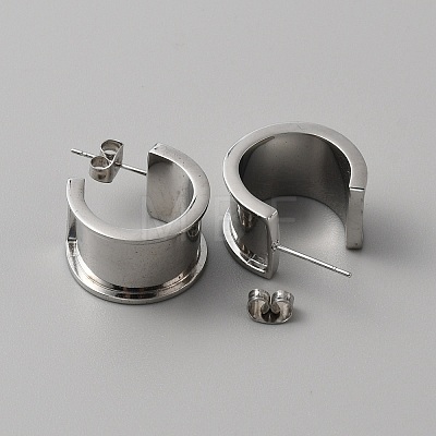Stainless Steel Round Stud Earring Finding STAS-WH0016-55P-1