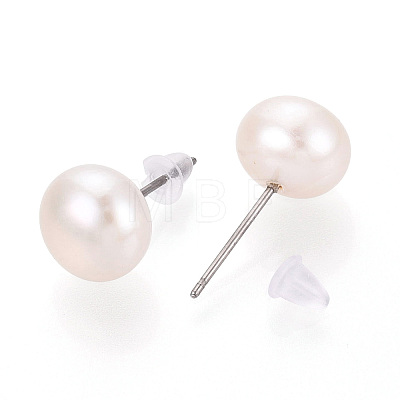 Natural Pearl Stud Earrings PEAR-N020-09B-01-1