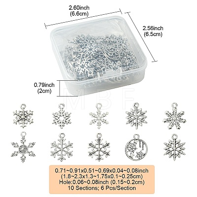 60Pcs 10 Styles Tibetan Style Alloy Pendants FIND-FS0002-21-1