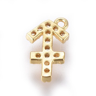 Golden Plated Brass Micro Pave Cubic Zirconia Charms ZIRC-L075-51D-1