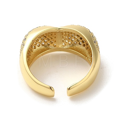 Brass Pave Cubic Zirconia  Open Cuff Rings for Women RJEW-M169-05G-1