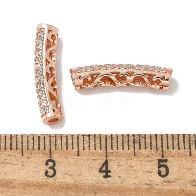 Brass Cubic Zirconia Curved Tube Beads KK-Q019-01A-1