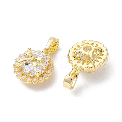 Brass Micro Pave Clear Cubic Zirconia Charms KK-K360-15G-1