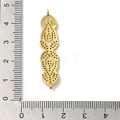 Rack Plating Brass Micro Pave Clear Cubic Zirconia Connector Charms KK-K377-80G-1