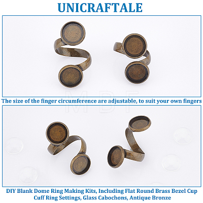 Unicraftale DIY Blank Dome Ring Making Kits DIY-UN0004-74-1