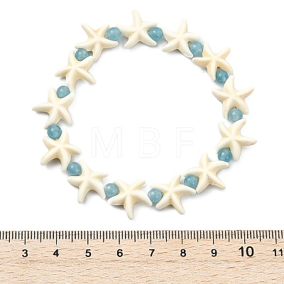 Natural White Jade & Synthetical Turquoise Beaded Bracelets for Women BJEW-JB13916-1
