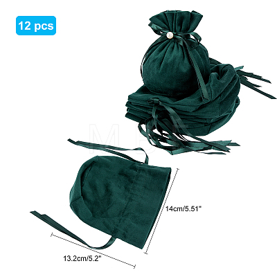  Velvet Jewelry Bags with Drawstring & Plastic Imitation Pearl TP-NB0001-20B-1