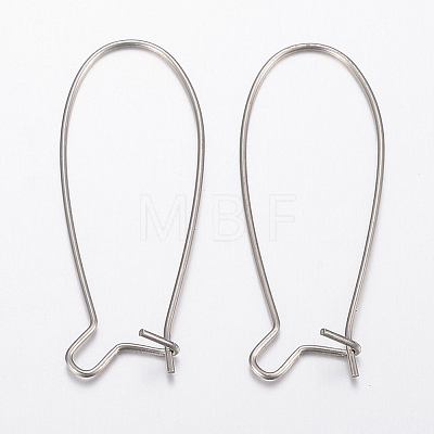 Tarnish Resistant 304 Stainless Steel Hoop Earrings Findings Kidney Ear Wires X-STAS-H434-46P-1