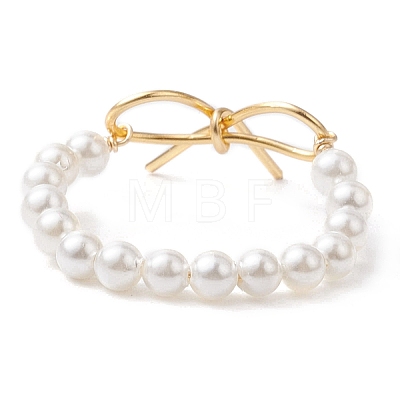 Round Shell Pearl Beaded Stretch Rings for Women RJEW-TA00151-1