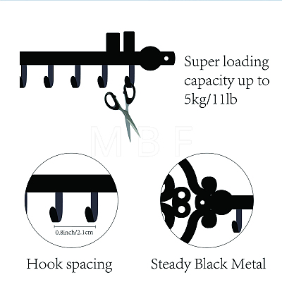 Iron Wall Mounted Hook Hangers AJEW-WH0156-020-1