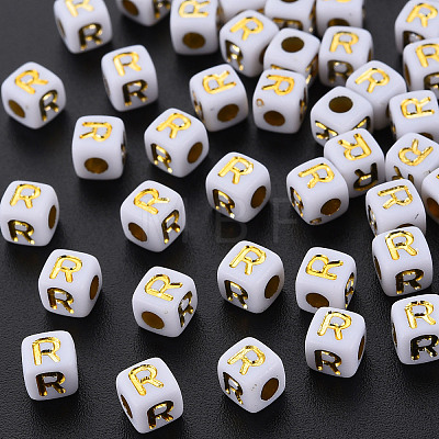 Opaque White Acrylic Beads X-MACR-Q242-010R-1