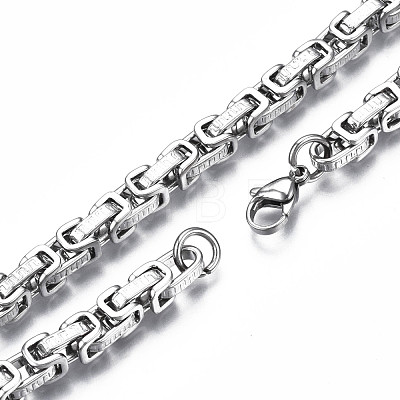 201 Stainless Steel Byzantine Chain Bracelet for Men Women BJEW-S057-81-1