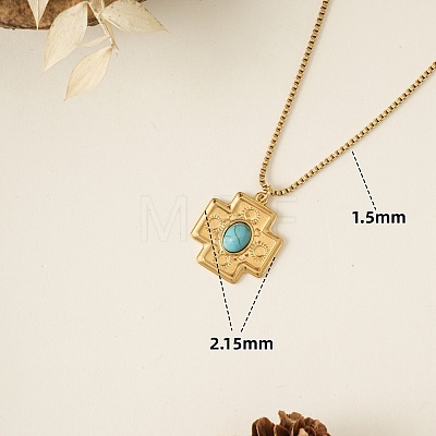 304 Stainless Steel & Synthetic Turquoise Pendant Necklaces for Women WGA2F7A-03-1