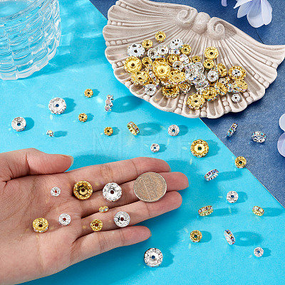 120Pcs Brass Rhinestone Spacer Beads RB-TA0001-36B-1
