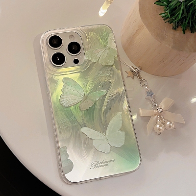 Summer Green Butterfly TPU Plastic Mobile Phone Cover PW-WG901B1-02-1