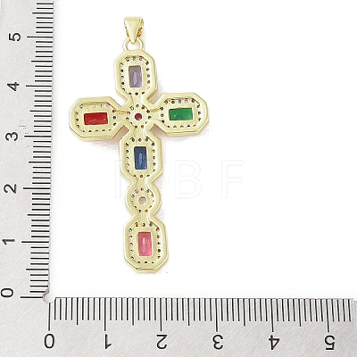 Real 18K Gold Plated Brass Micro Pave Random Color Cubic Zirconia Pendants KK-A209-07D-G-1