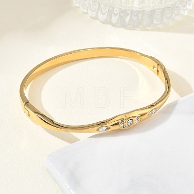 304 Stainless Steel & Rhinestone Hined Bangles for Women BJEW-Z178-08G-1