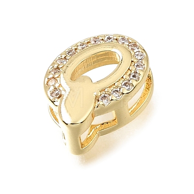 Brass Micro Pave Clear Cubic Zirconia Initial Spacer Bars KK-E802-34G-Q-1