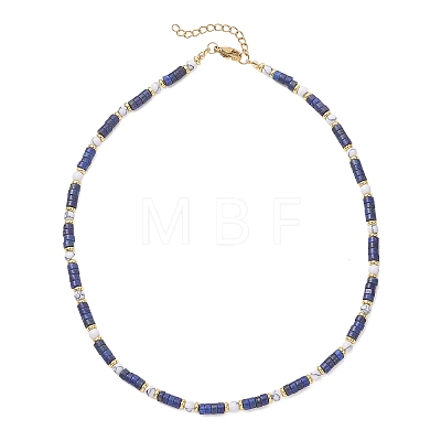 Round Synthetic Howlite & Natural Lapis Lazuli Heishi Beaded Necklaces for Women NJEW-JN06000-02-1
