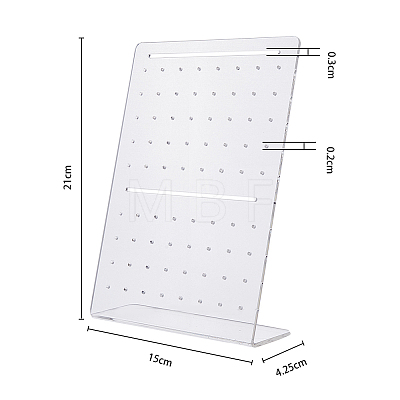 72-Hole Acrylic Slant Back Earring Display Stands EDIS-WH0021-33B-1