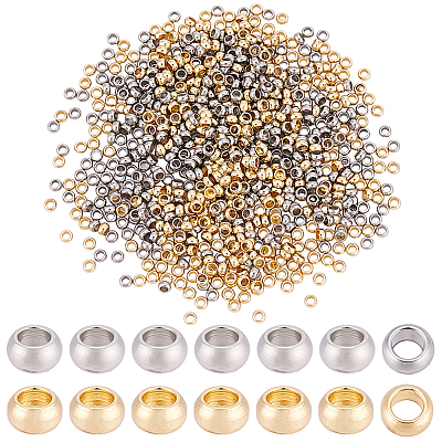 800Pcs 2 Colors 304 Stainless Steel Spacer Beads STAS-BBC0009-75A-1