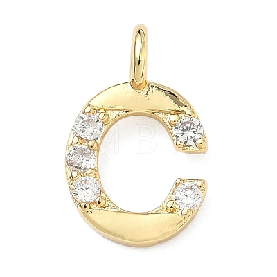 Brass Micro Pave Clear Cubic Zirconia Pendants KK-I476-01G-C-1