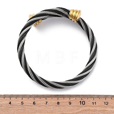 304 Stainless Steel Torque Bangles for Women BJEW-P310-18MC-1