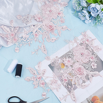 2Pcs 3D Flower Beading Polyster Embroidery Ornaments Accessories DIY-CY0003-64B-1